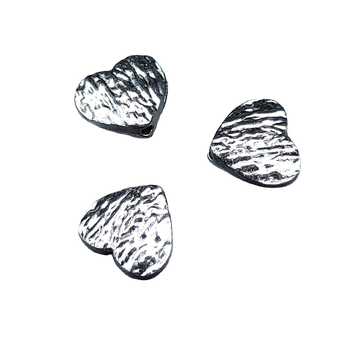 Wrinkled Heart Metal Beads 12mm Rustic Zinc Alloy 100pcs 5