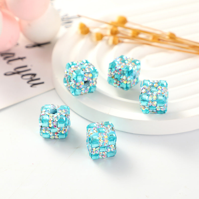 Polymer Clay Cube Rhinestone Beads 16mm Christmas Gift 30pcs 3