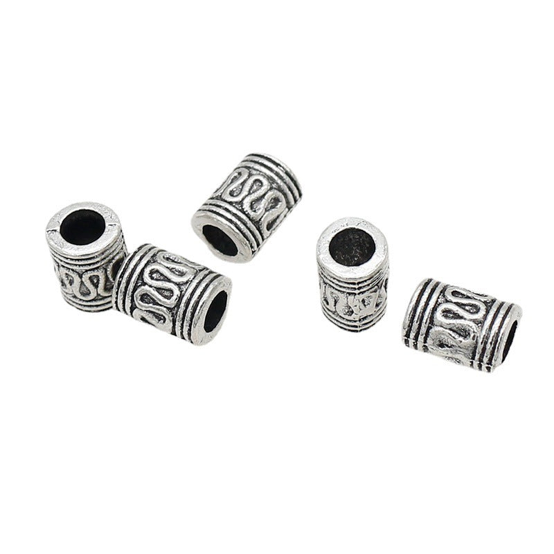 Tube Metal Beads 9mm S Curved Pattern Antique Silver Zinc Alloy 100pcs 5