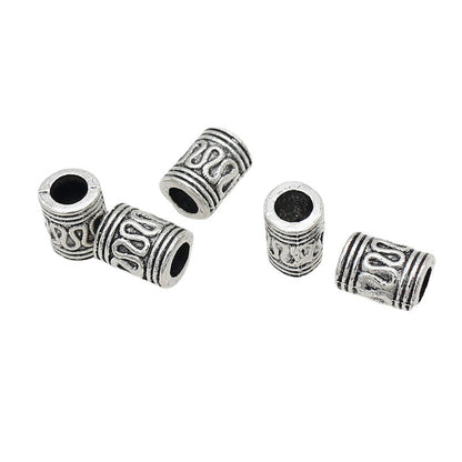 Tube Metal Beads 9mm S Curved Pattern Antique Silver Zinc Alloy 100pcs 5