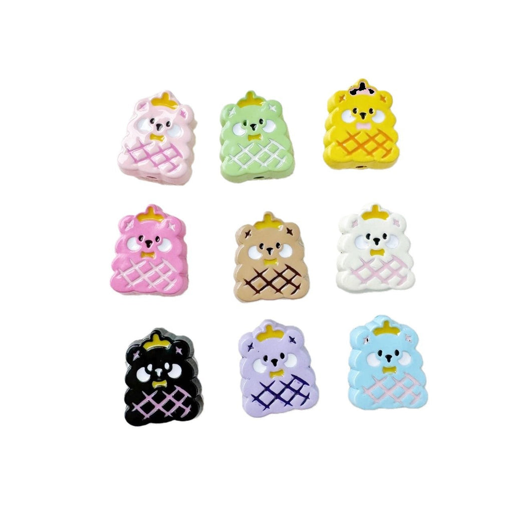 Kitten and Teddy Bear Metal Beads 14mm Hand Painted Alloy 10pcs 5