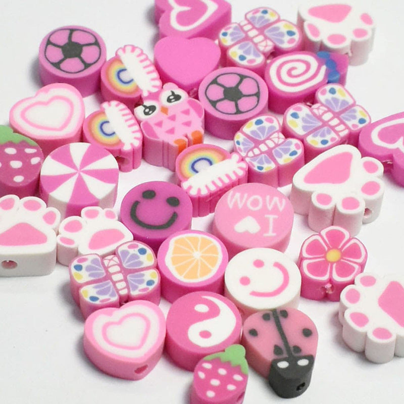 Cartoon Pattern Clay Beads 10mm Multicolor Polymer 200pcs 16