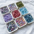 Crackle Glass Beads Round 8mm Textured Shimmer Mixed Colors 50pcs 2
