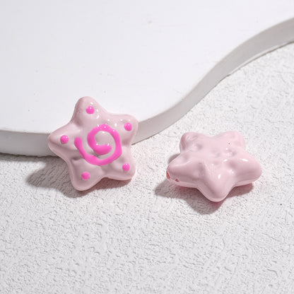Spiral Pattern Starfish Acrylic Beads 20mm Glossy Mixed Colors 20pcs 12