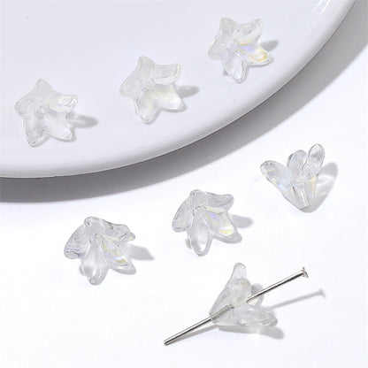 Lily Flower Glass Beads 13mm Transparent Mixed Colors 20pcs 6