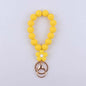 Flower Silicone Bead Wristlet Keychain Colorful Smooth Beads 14
