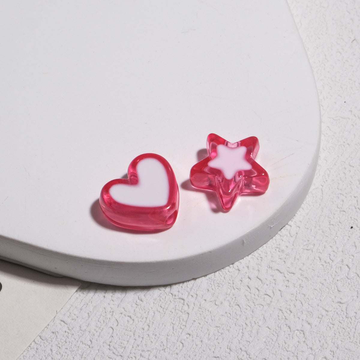 Double Sided Star & Heart Acrylic Beads 11mm Enamel Glossy 50pcs 3