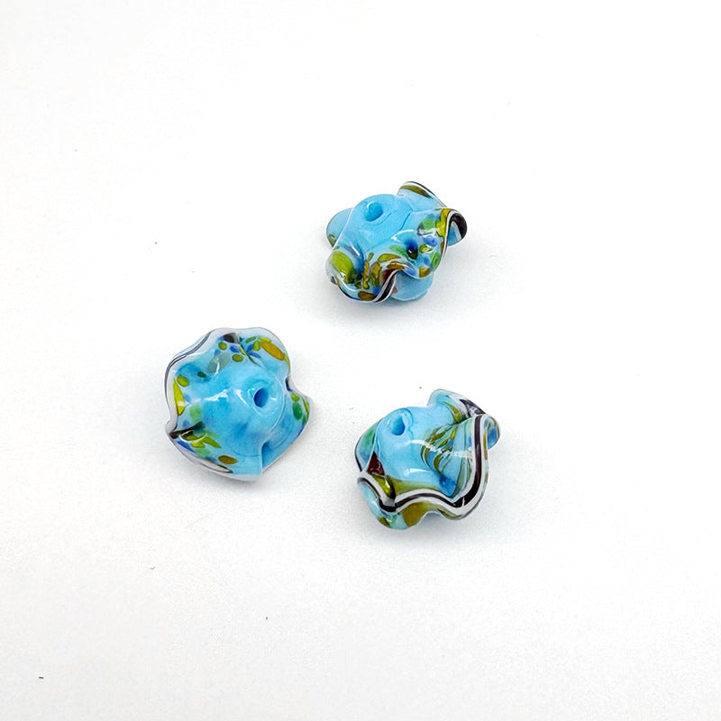 Lampwork Glass Beads Mushroom 15mm Hand Painted Colorful 10pcs 12