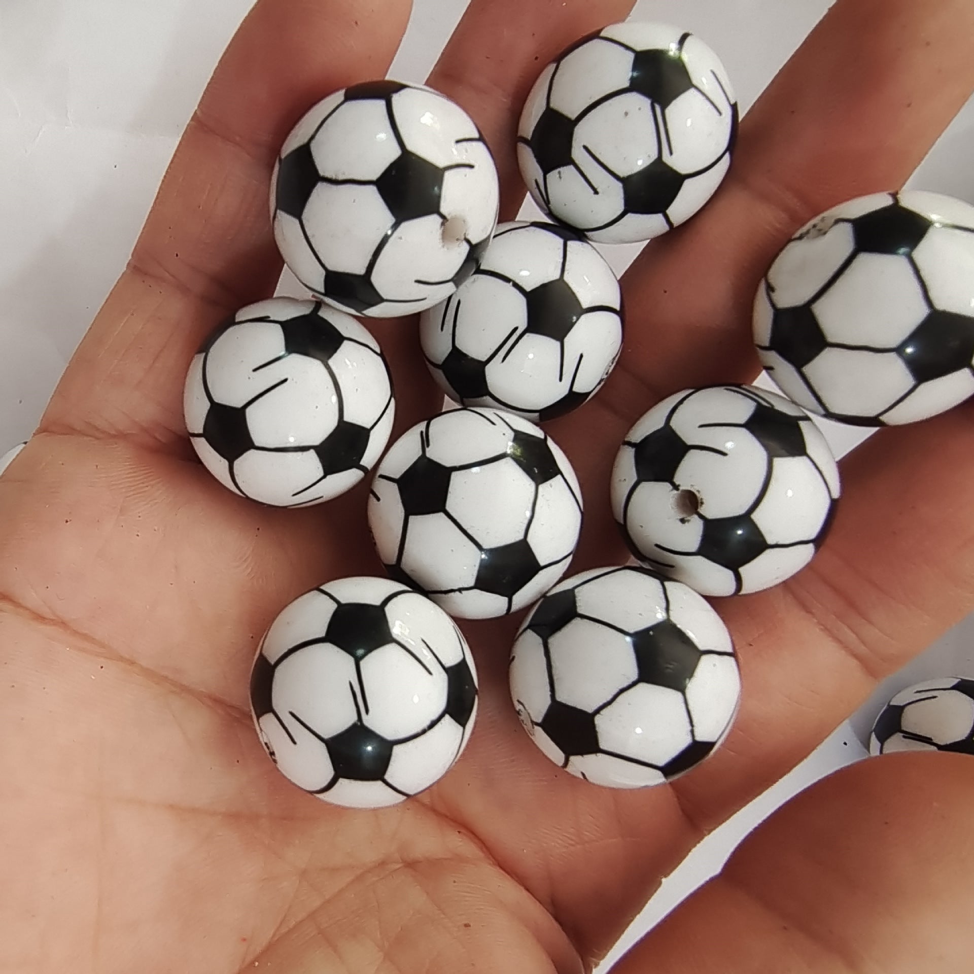 Sports Bubblegum Beads 20mm Football Pattern Acrylic 10pcs 2