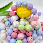 Faceted Matte Macaron Colored Acrylic Beads 16mm Soft Pastel 100pcs 4