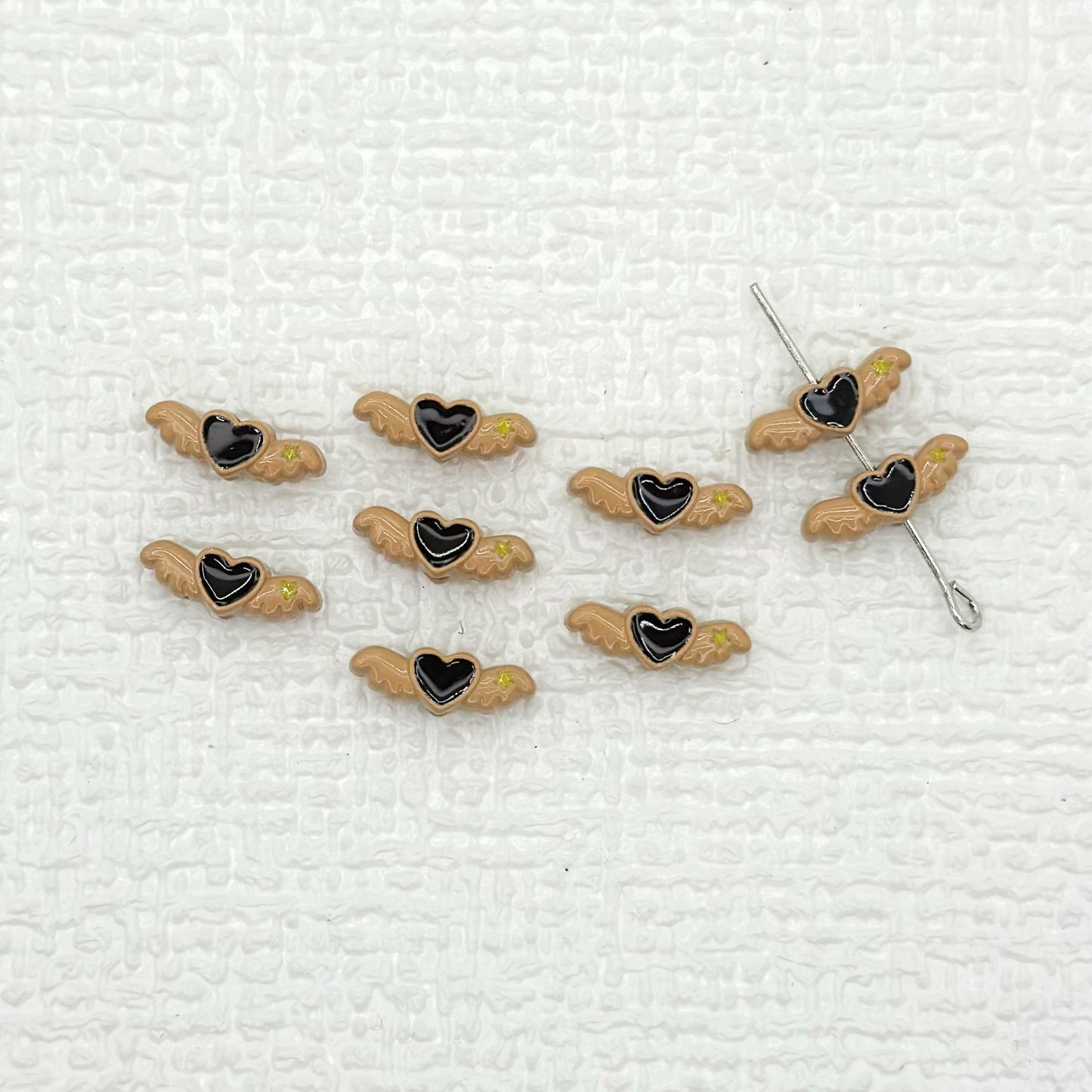Heart Wing Metal Beads 14mm Bright Enamel Painted Alloy 20pcs 16