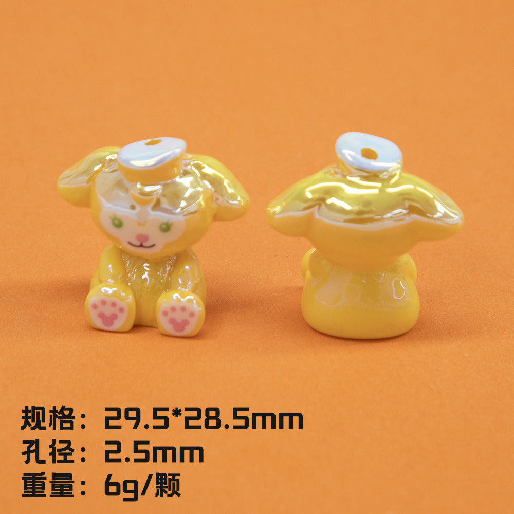 Plating 3D Animal Resin Beads Charming Glossy Disney Series 10pcs 9