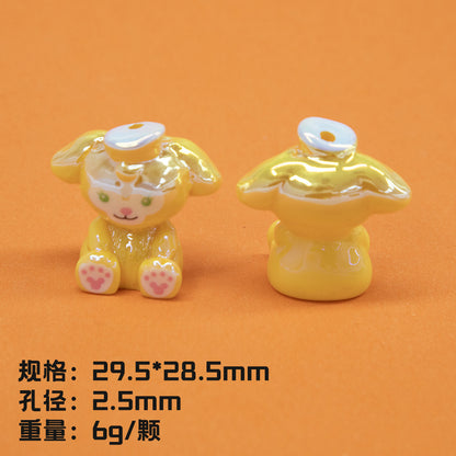 Plating 3D Animal Resin Beads Charming Glossy Disney Series 10pcs 9