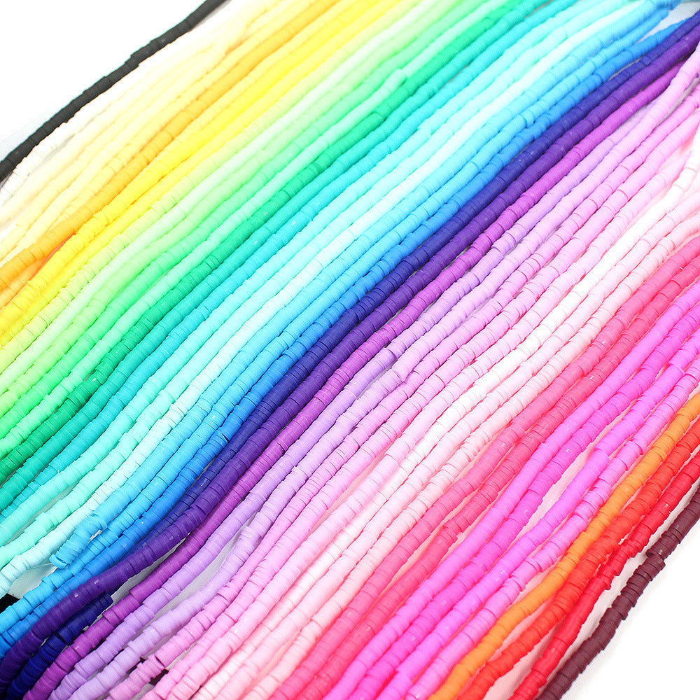 Flat Clay Beads 4mm Solid Color Polymer Disc 10strands