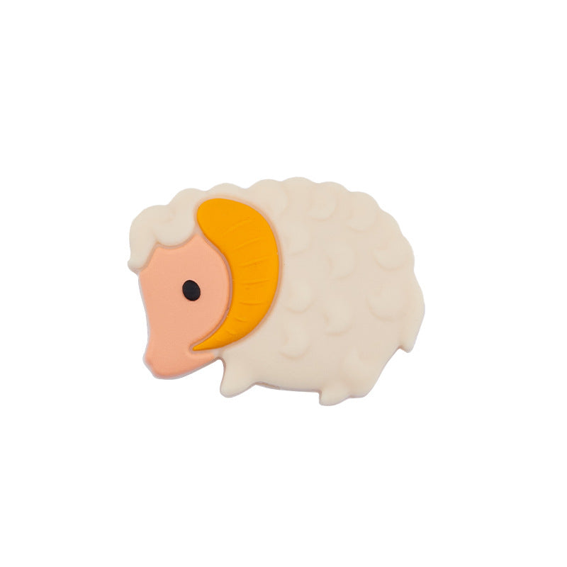 Silicone Focal Beads Little Sheep Golden Horns Side Profile 10pcs 9