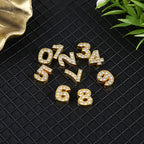 Number Metal Beads 10mm Golden Rhinestone Embeded 50pcs 3