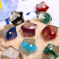 Frozen Gild Star Resin Beads 21mm Jewel Tone Gold Flake 25pcs