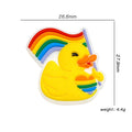 Silicone Focal Beads Little Yellow Duck Holding Rainbow Flag 20pcs 3