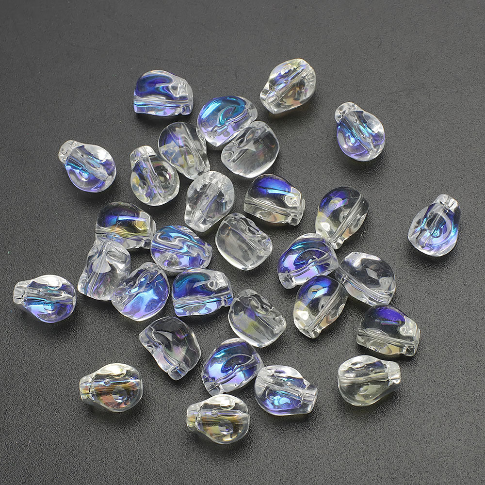 Electroplated Skull Head Glass Beads 8mm x 10mm Iridescent 30pcs 14