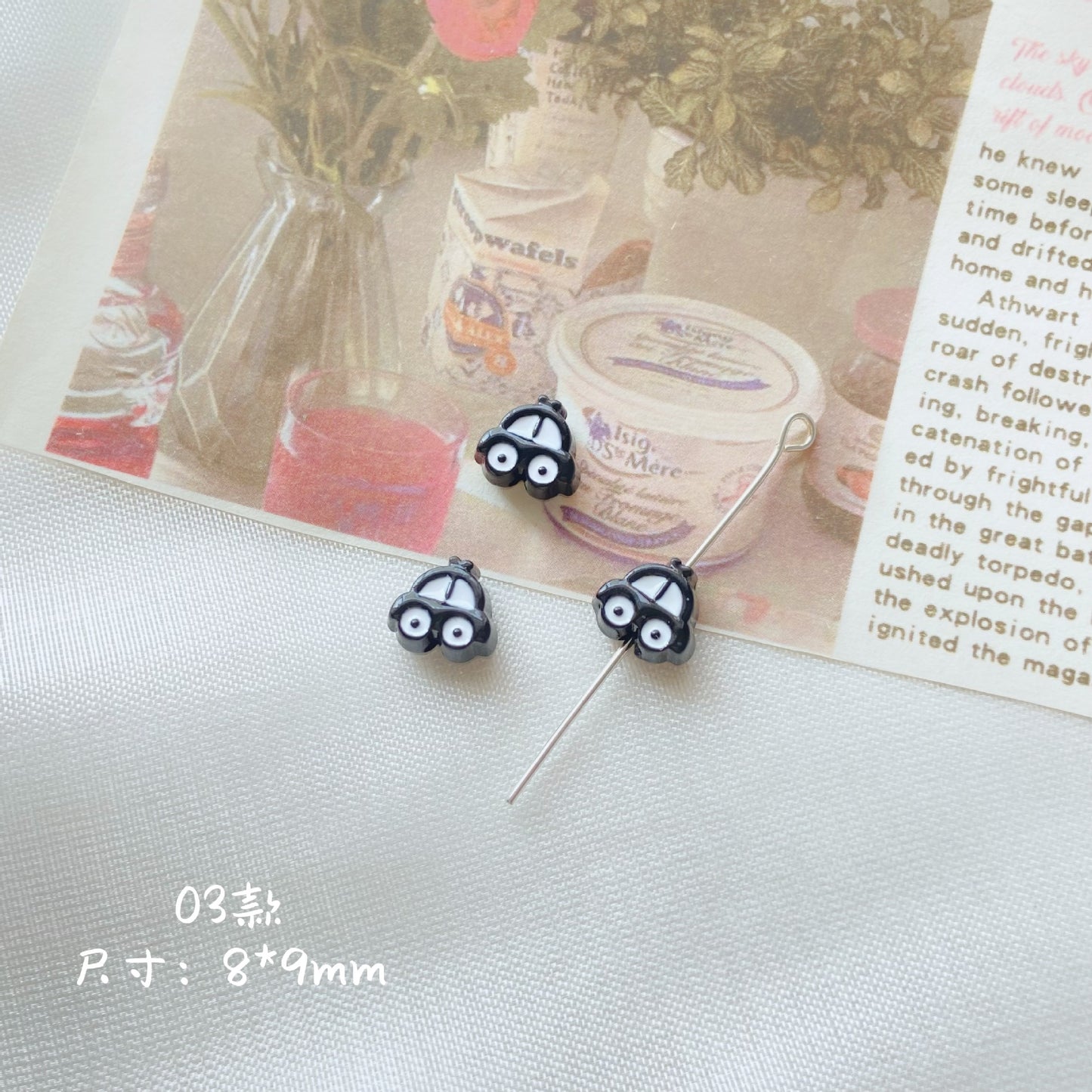 Silicone Focal Beads Sassy Barbie Style Baking Painted Alloy Black Pink 4