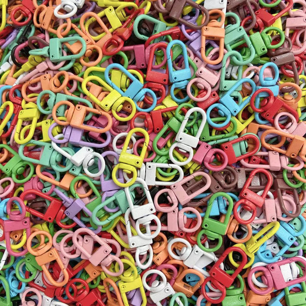 Colorful Zinc Alloy Keychain Hooks 33mm Baking Painted 50pcs 2