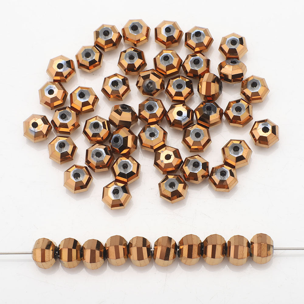 Glass Faceted Spacer Beads 8mm Plating Metallic Color 60pcs 18