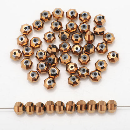 Glass Faceted Spacer Beads 8mm Plating Metallic Color 60pcs 18