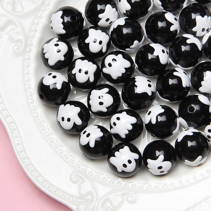 Hand-Painted Halloween Pumpkin Ghost Acrylic Beads 16mm 20