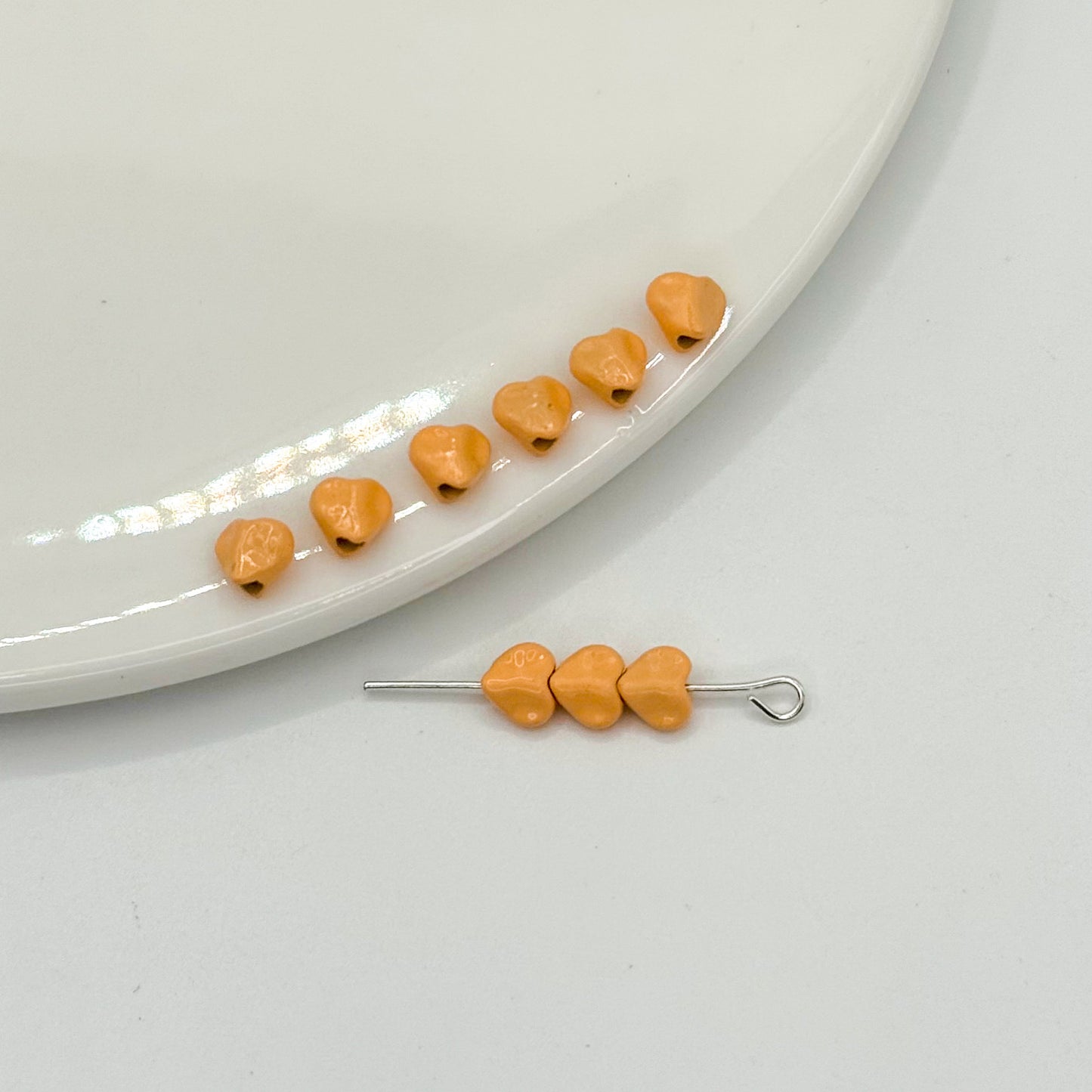 Heart Metal Beads 5mm Baking Painted Glossy Alloy 30pcs 12