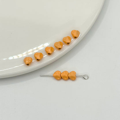 Heart Metal Beads 5mm Baking Painted Glossy Alloy 30pcs 12