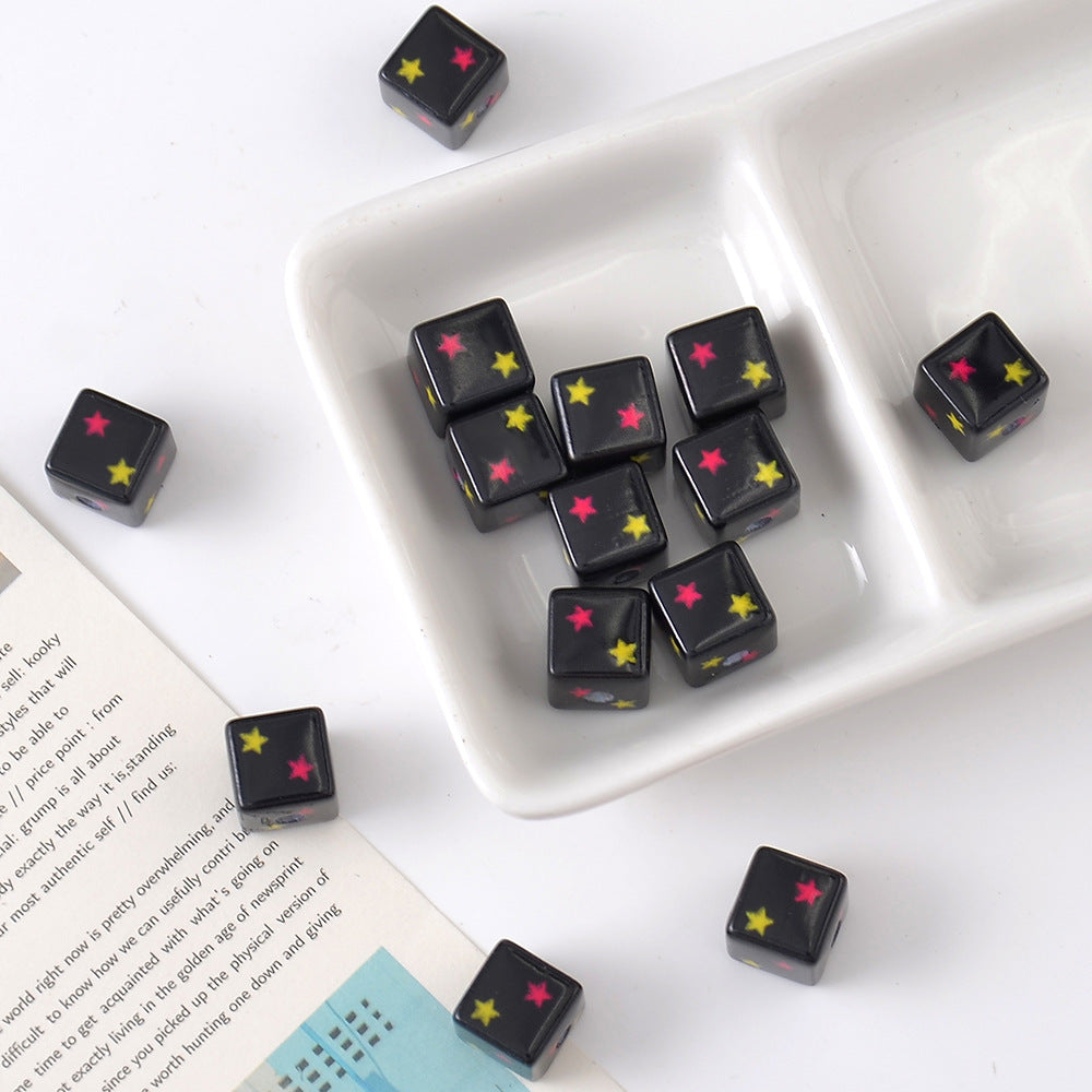 Star Acrylic Square Beads 10mm Colorful Tiny 10pcs 4