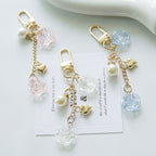 Resin Lavender Rose Keychain with Pearl and Gold Heart Charm 3