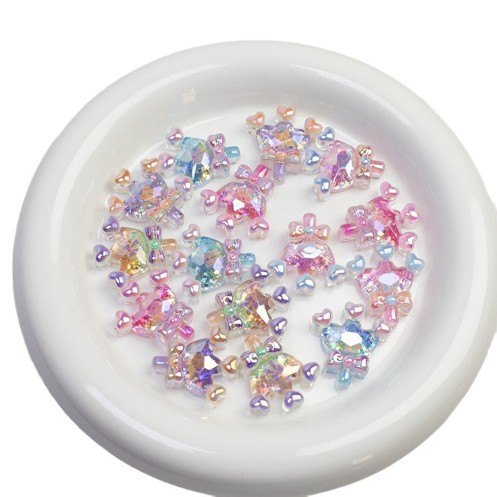 Glitter Crown Lollipop Resin Beads 26mm Transparent Pastel Colors 10pcs 5