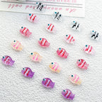 Hand Painted Fish Enamel Glass Beads 10x14mm Translucent Colorful 1pc 2