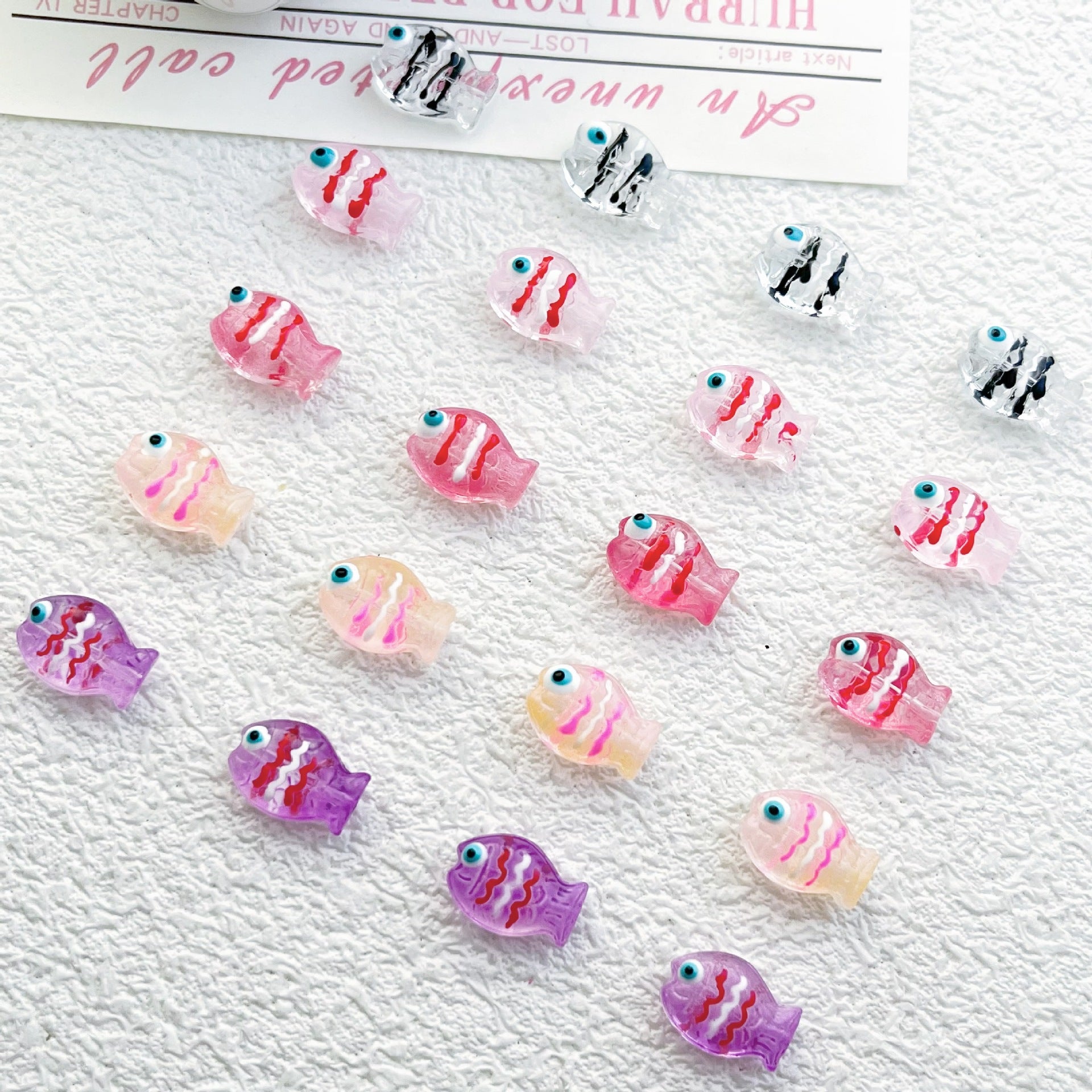 Hand Painted Fish Enamel Glass Beads 10x14mm Translucent Colorful 1pc 2