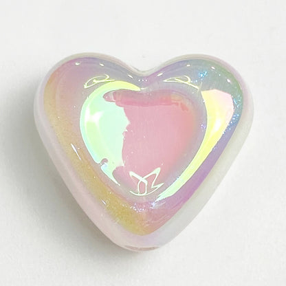 Glow Heart Acrylic Beads 15mm Two-Color Glow In The Dark 50pcs 14