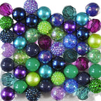 Bubblegum Beads 20mm Green Blue Purple Glossy Rhinestone Chunky Mix 50pcs 3