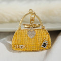 Vintage Alloy Shoulder Bag Keychain with Rhinestone Accent 6