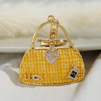 Vintage Alloy Shoulder Bag Keychain with Rhinestone Accent 6