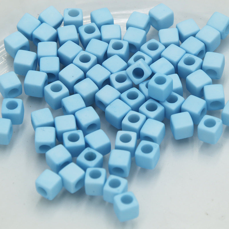Square Acrylic Beads 7mm Large Hole Chunky Mixed Colors 100pcs 6