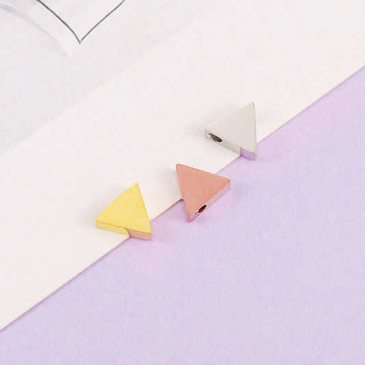 Stainless Steel Triangular Metal Beads 9mm Glossy Mirror Surface 10pcs
