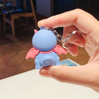 Silicone Dinosaur Keychain Cartoon Animal with Wings and Smile 4