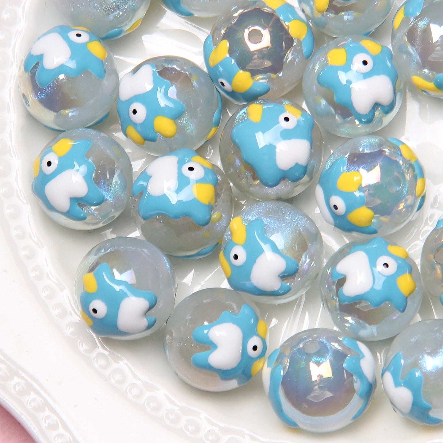 Hand-Painted Fruit Series Acrylic Beads 18mm Glossy 10pcs 13