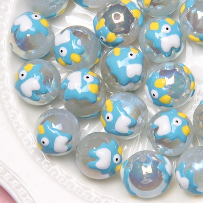 Hand-Painted Fruit Series Acrylic Beads 18mm Glossy 10pcs 13