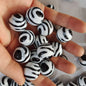 Zebra Stripe Bubblegum Beads 20mm Glossy Black and White Acrylic 10pcs 2