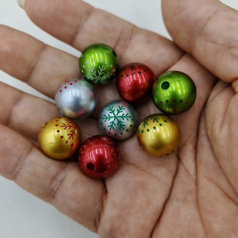 Metallic Snowflake Acrylic Beads 16mm Christmas Colors 100pcs 6
