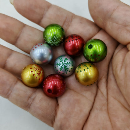 Metallic Snowflake Acrylic Beads 16mm Christmas Colors 100pcs 6