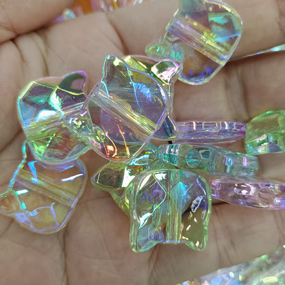 Transparent Plating Cat Acrylic Beads 20mm Iridescent 100pcs 3