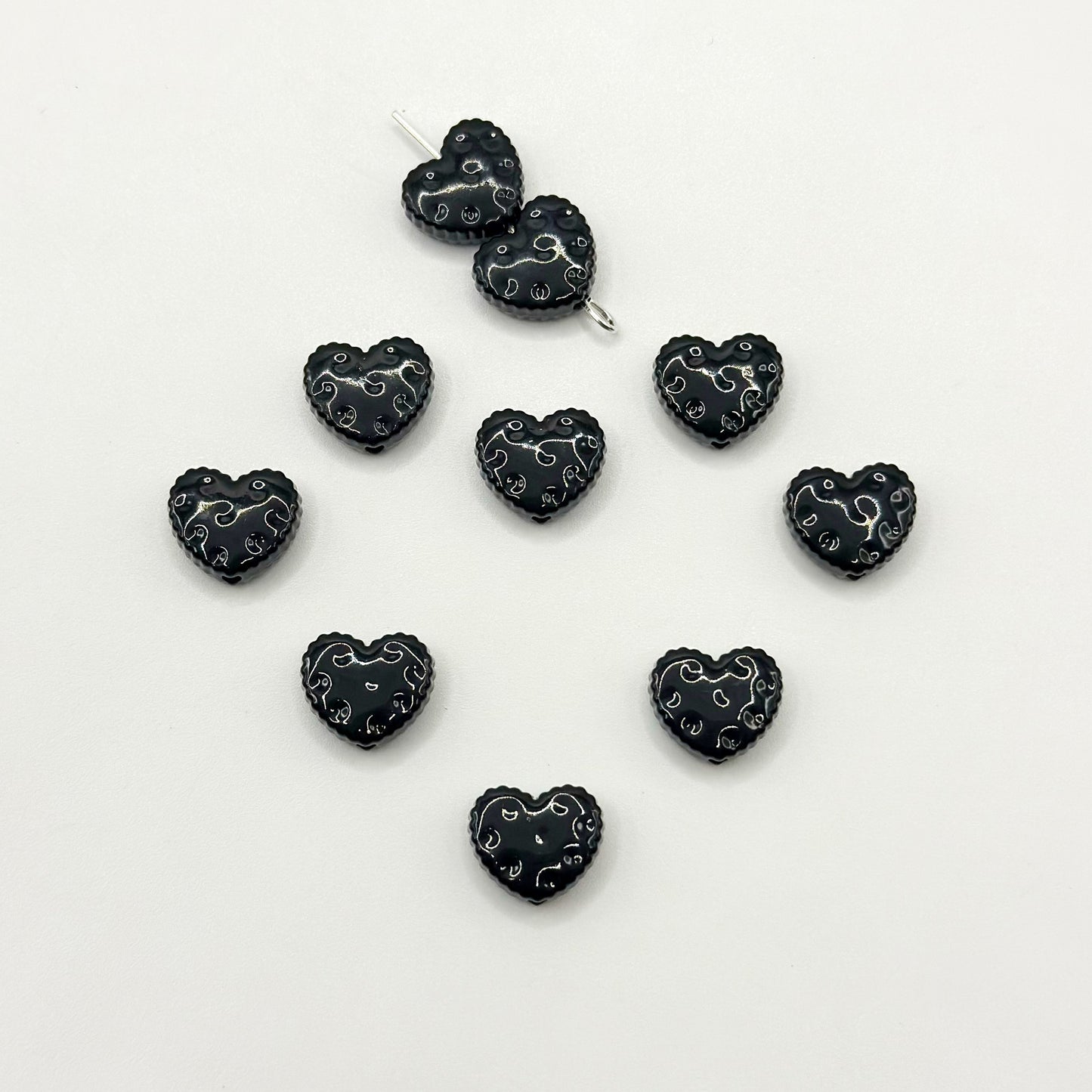Heart Metal Beads 12mm Baking Painted Biscuit Style 20pcs 17