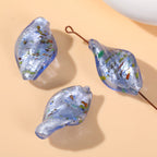Lampwork Glass Beads Irregular Leaf 30mm Hand Painted Metallic 10pcs 6